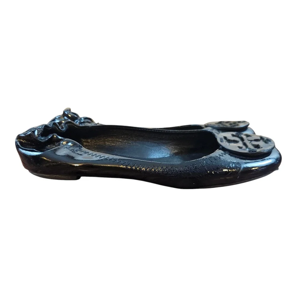 Tory Burch patent leather ballet flats black sz 7 well‎ loved damaged balletcore
